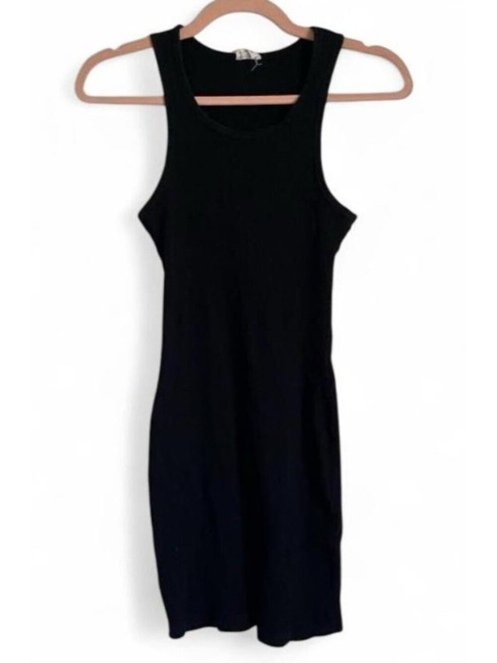 Cotton On Women's Black Ribbed Mini Dress Size S Sleeveless Crew Neck